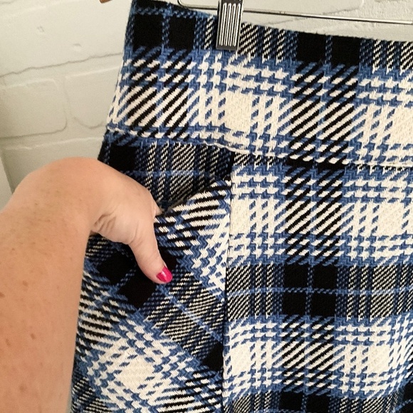 Anthropologie x Maeve Mini Pencil Skirt Plaid Pockets Academia Blue Black Sz 14 - Picture 7 of 16